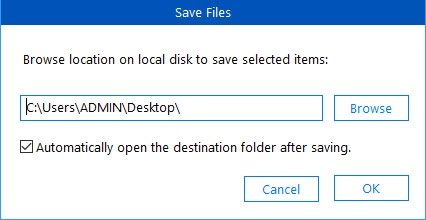 location on the local disk where you want to save the recovered text messages