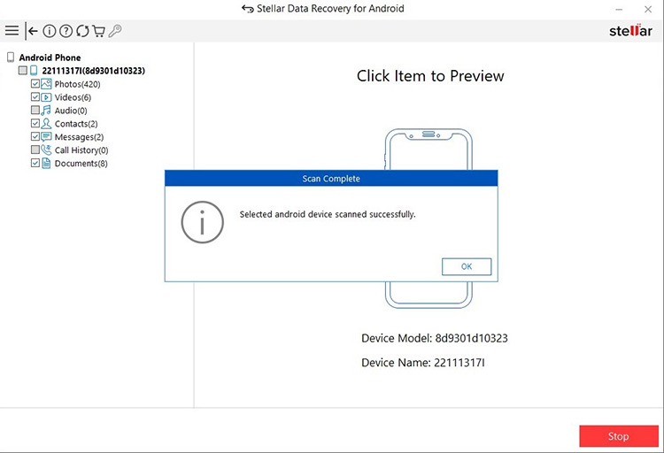 preview the recovered text messages