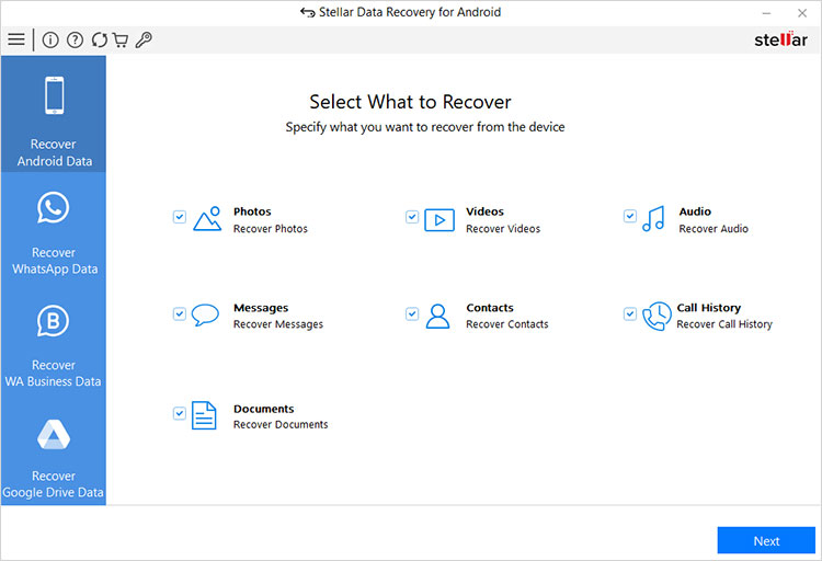 Select what to recover