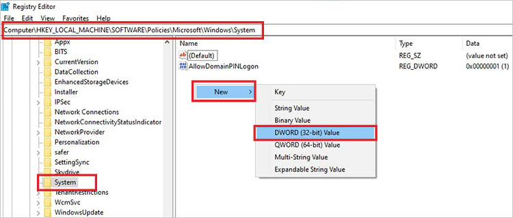 create a new registry key in the registry editor