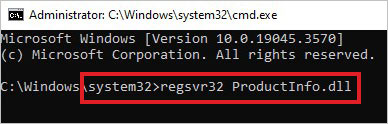 run command in cmd to fix the productinfo.dll bad image error