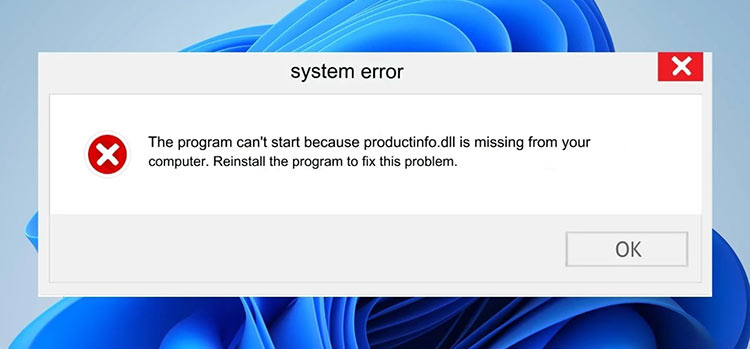 productinfo dll bad image error