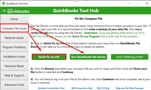 QuickBooks Tool Hub Window 