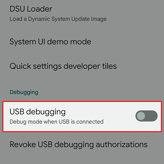 3 enable usb debugging mode google pixel