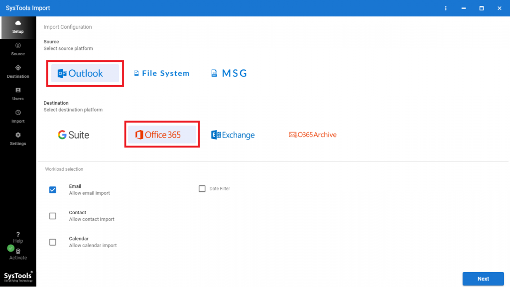 SysTools Office 365 Import Tool