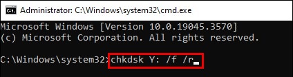 use the chkdsk command to fix disk errors