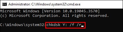 use the chkdsk command to fix disk errors