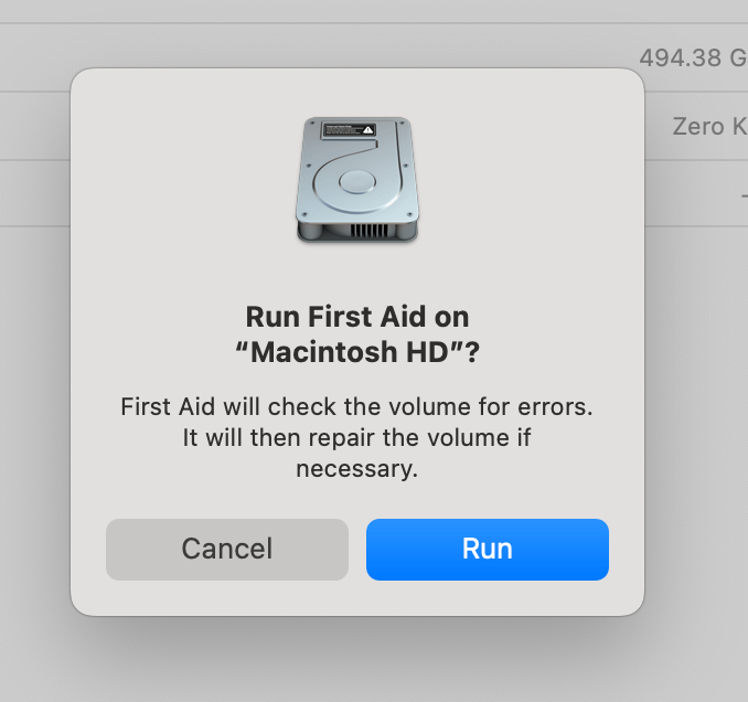 first aid in disk utility