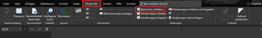 Blattschutz aufheben