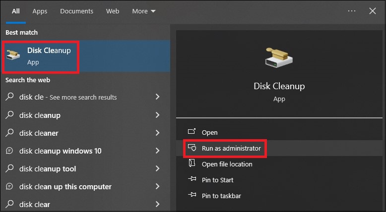 launch disk cleanup utility
