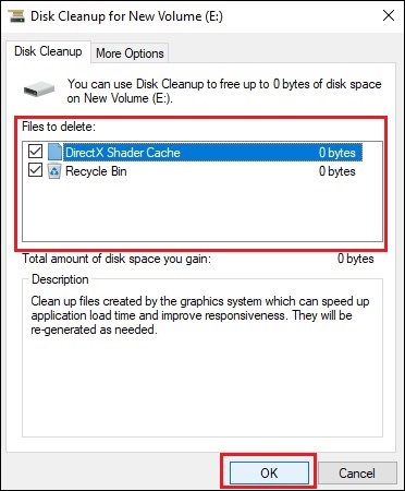 select unnecessary files and delete them to fix the volsnap.sys blue screen error