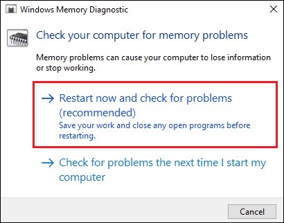 run memory diagnostics to fix errors causing the volsnap.sys blue screen error
