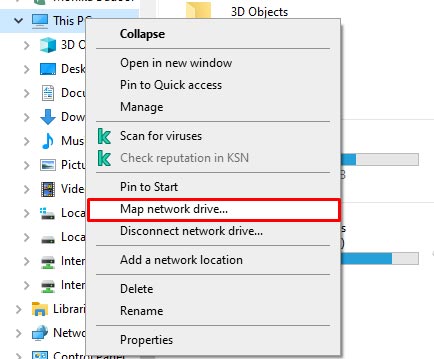 select map network drive option