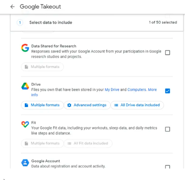 Download your Google data