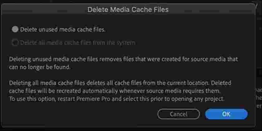 2 delete cache media files to fix premiere pro video not playing 