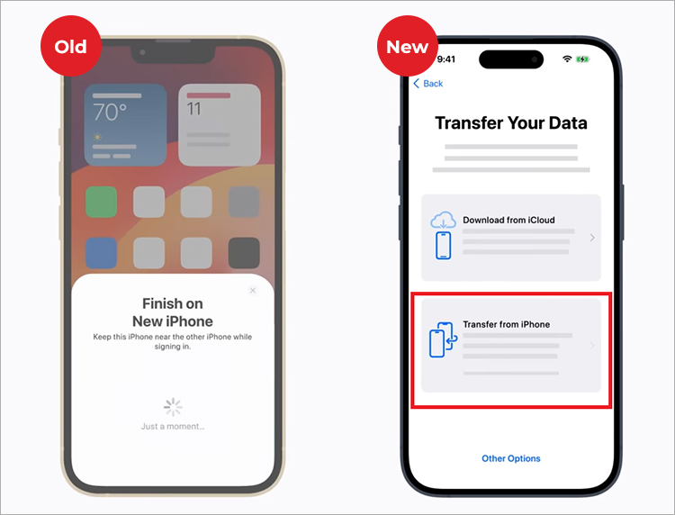 3 transfer old iphone data to new using quick start 1