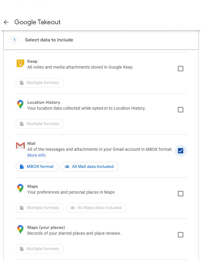 Google Takeout Download Option