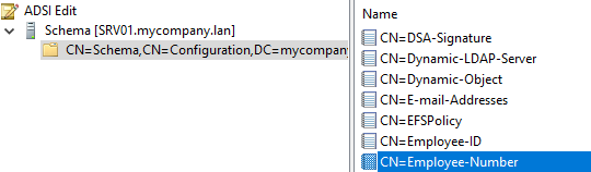 Open the ActiveDirectorySchema from the ADSI Edit