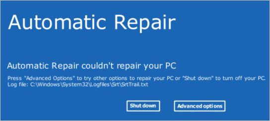 startup repair couldn't repair your pc error message on Windows PC