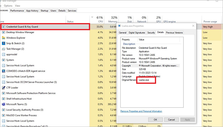 LSAISO.exe High CPU Usage on Windows