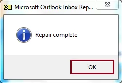 After repair you can click OK and then close the SCANPST program.