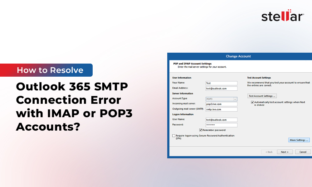 How to FixOutlook 365 SMTP Connection Error with IMAP or POP3 Accounts