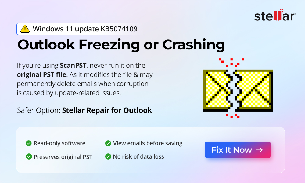 Outlook Freezing or Crashing After Windows 11 KB5074109 Update