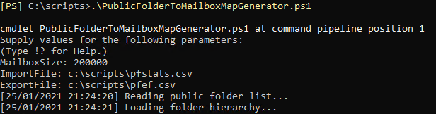PublicFolderToMailboxMapGenerator.ps1 command