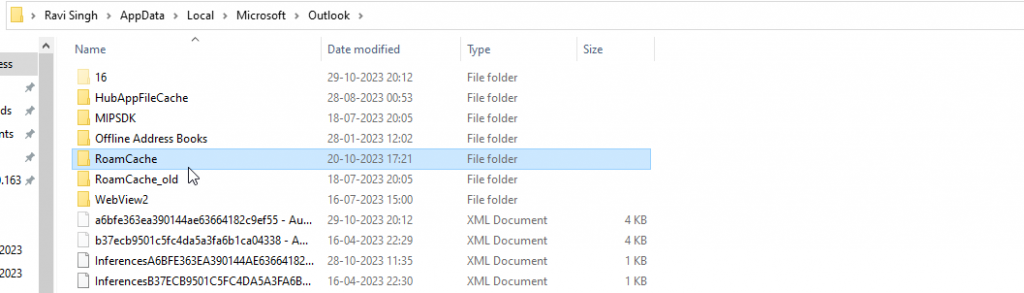 RoamCache in Outlook