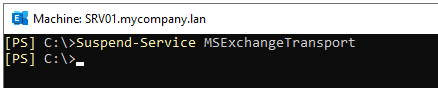 Suspend Service MSExchangeTransport