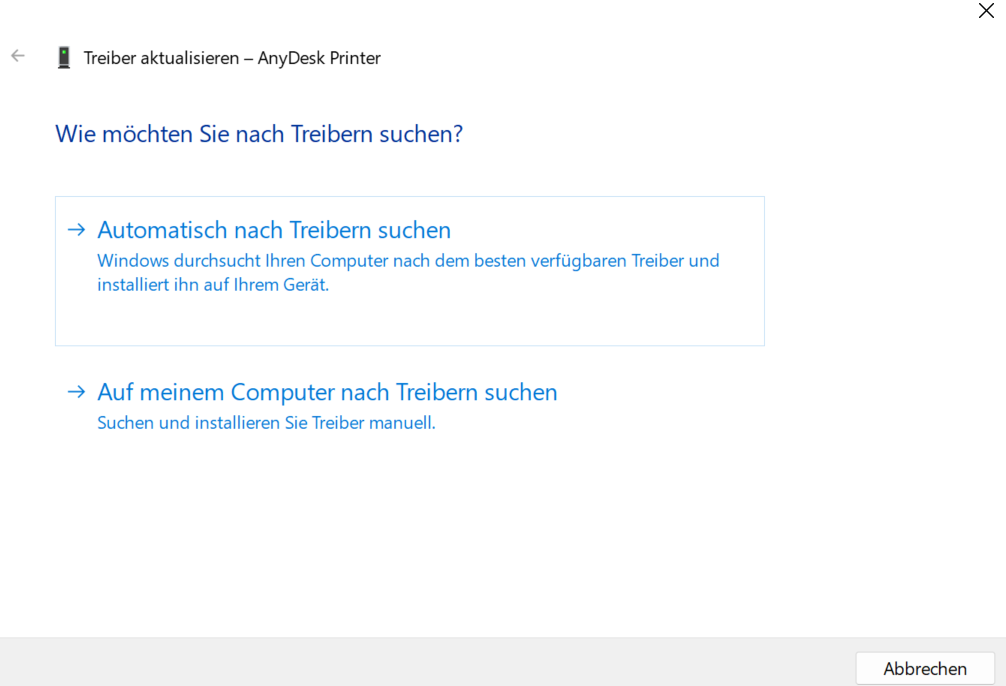Automatsich nach Treibern suchen