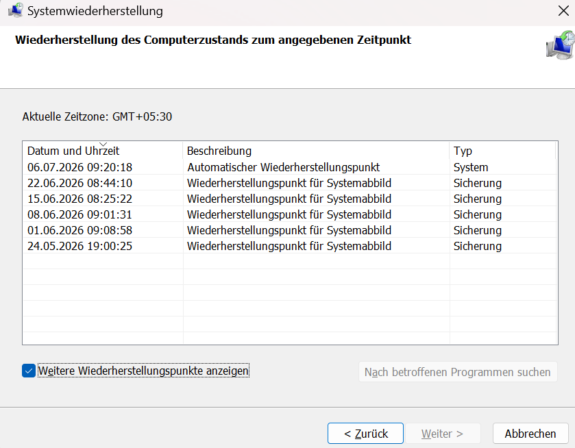 Wiederherstellungpunkt