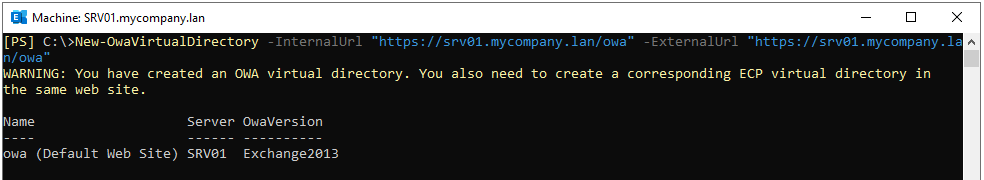 New-OwaVirtualDirectory -InternalUrl "URL" -ExternalUrl "URL"