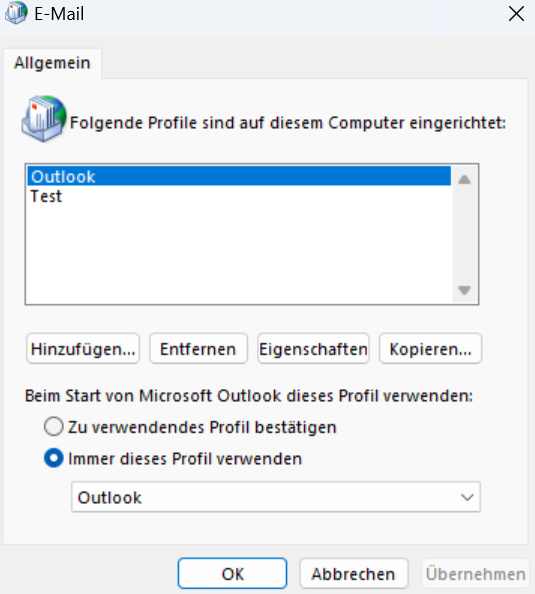 Profil Hinzufügen
