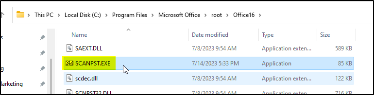 repair the PST file using the Inbox Repair tool