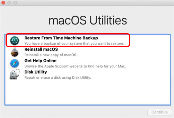 Restaurer à partir de Time Machine
