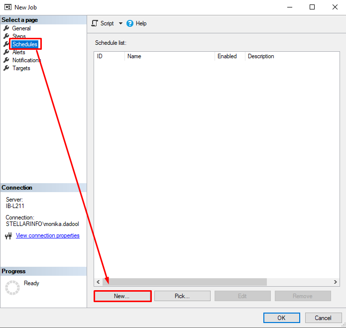 click Schedules and then click New