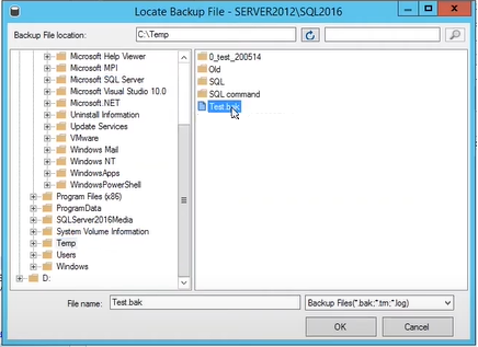 Locate Backup File