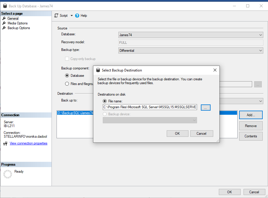 Select Backup Destination