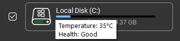 displays information related to its health and temperature