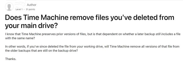 Does Time Machine remove files you've deleted from your main drive?