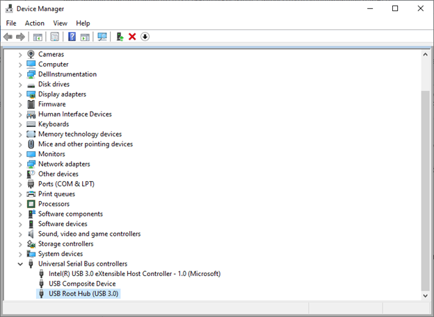 Universal Serial Bus Controllers in Device Manager