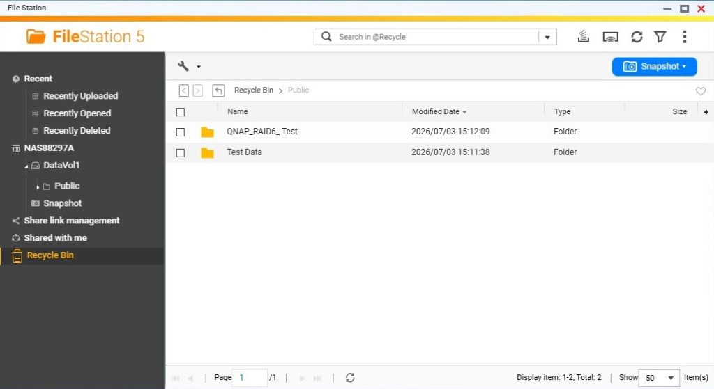 open network recycle bin to recover deleted files from qnap nas