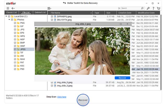 Click on a file to see its preview