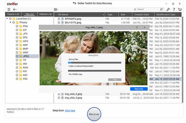 Click on Start Saving to save the recovered files
