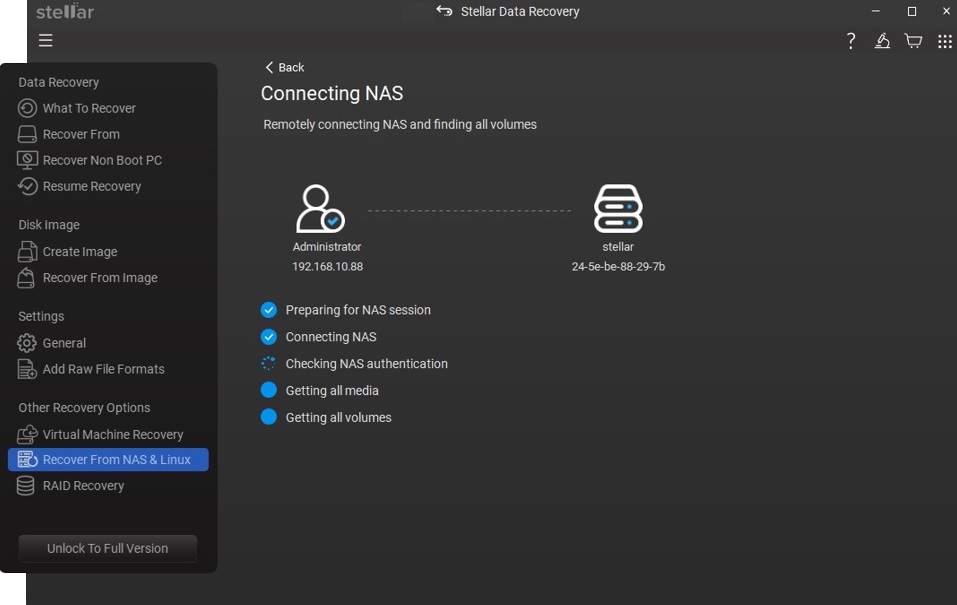 let the software connect with the NAS device