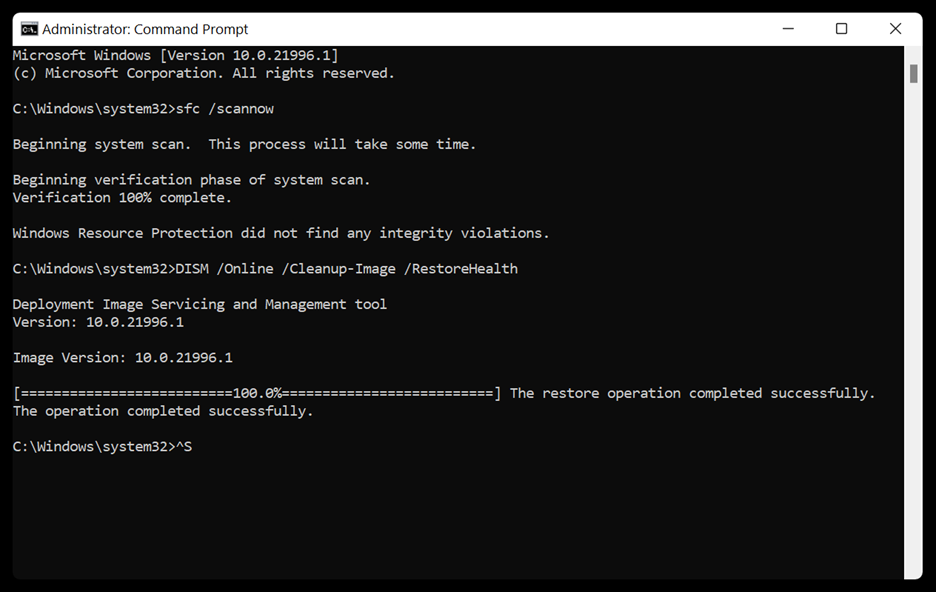 DISM /Online /Cleanup-Image /RestoreHealth use this command