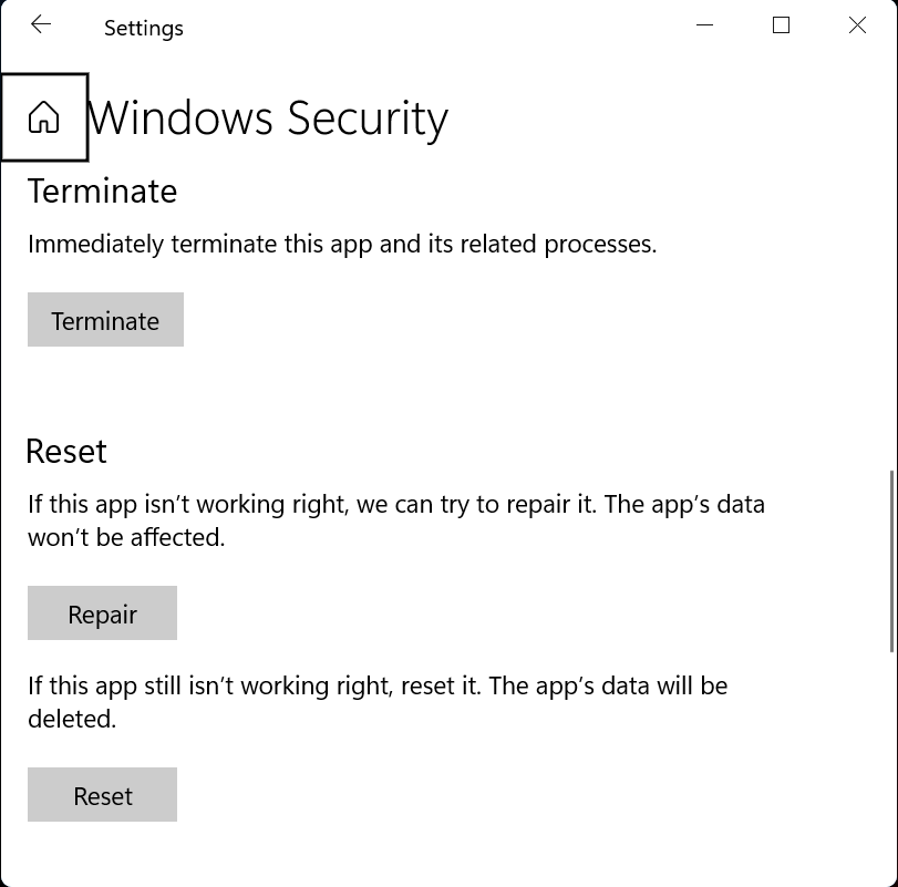 Navigate to the reset tab