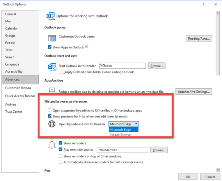 File and Browser Preferences