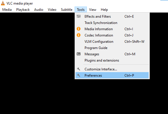 click on Preferences